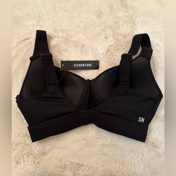 SECNDNTURE Black Ribbed Support Bra NWT Size Small - Picture 2 of 3